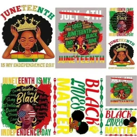8SetsW/8Pc’s (64Sheets)Juneteenth Iron On Heat Transfer Clothing Decorations NEW - Picture 1 of 15